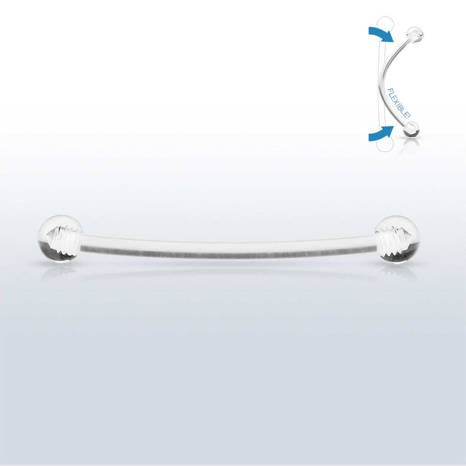 Melchior Jewellery clear curved barbell with screw ball ends flexible maternity piercing retainer for pregnancy