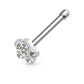 Melchior Jewellery silver flower shaped nose piercing stud with clear crystals and straight post