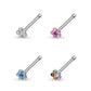 Melchior Jewellery silver flower shaped nose piercing stud set showing clear pink blue and multicolour crystals