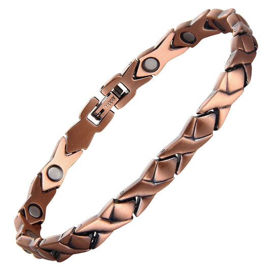 Melchior Jewellery ladies copper magnetic bracelet in chevron link design with magnetic therapy inserts and clasp