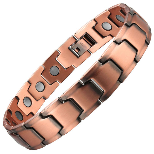 Melchior Jewellery copper link magnetic bracelet with black therapy inserts and clasp powerful energy healing bracelet