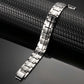 Melchior Jewellery silver titanium magnetic bracelet with brushed and polished links on black display