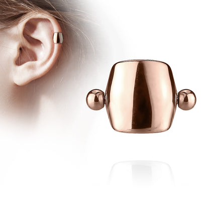 Melchior Jewellery rose gold polished stainless steel helix piercing ear cuff with ball ends for upper ear