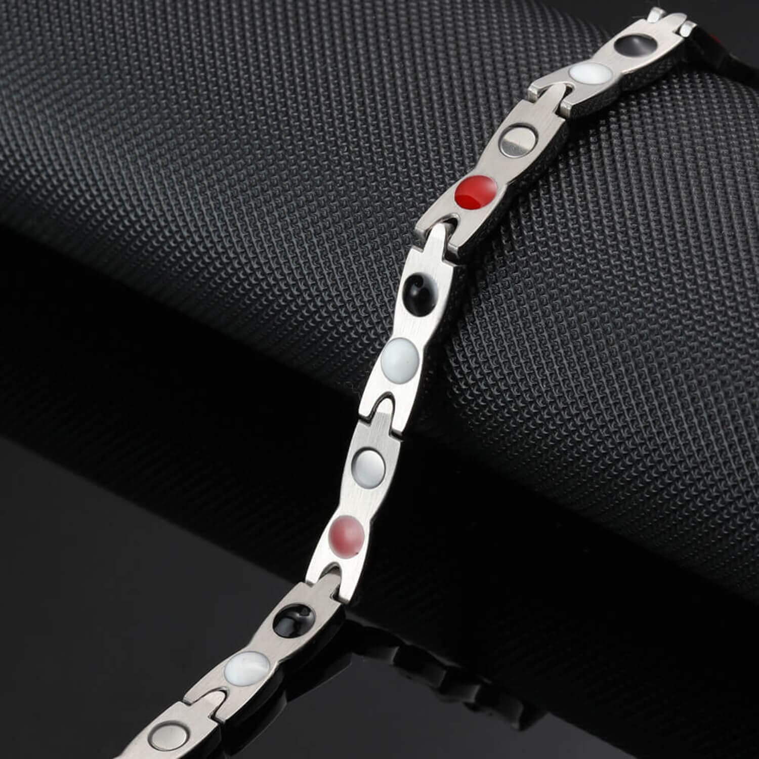 Melchior Jewellery stainless steel magnetic bracelet gold silver with multicolour therapy insets sleek mens design