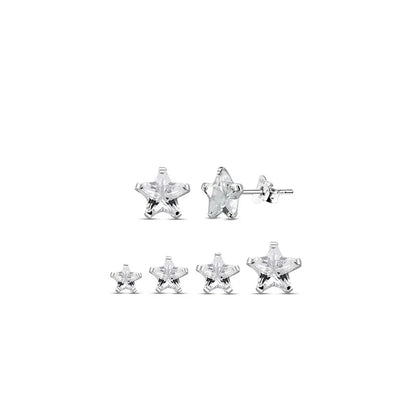 Melchior Jewellery womens star shaped studs with cubic zirconia in sterling silver double size display