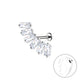 Melchior Jewellery sterling silver labret stud with rectangular clear gemstones for ear cartilage piercing