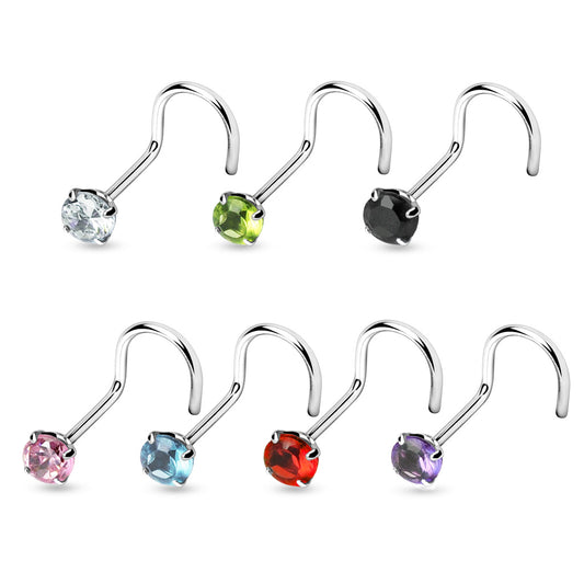Melchior Jewellery sterling silver nose screw set of eight colourful gemstone studs for delicate nose piercings