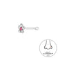 Melchior Jewellery sterling silver pink flower nose stud with central pink crystal and clear petal stones