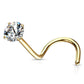 Melchior Jewellery gold plated surgical steel crystal nose screw with round clear solitaire gem body jewellery