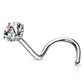Melchior Jewellery surgical steel crystal nose screw with clear round crystal and curved screw post