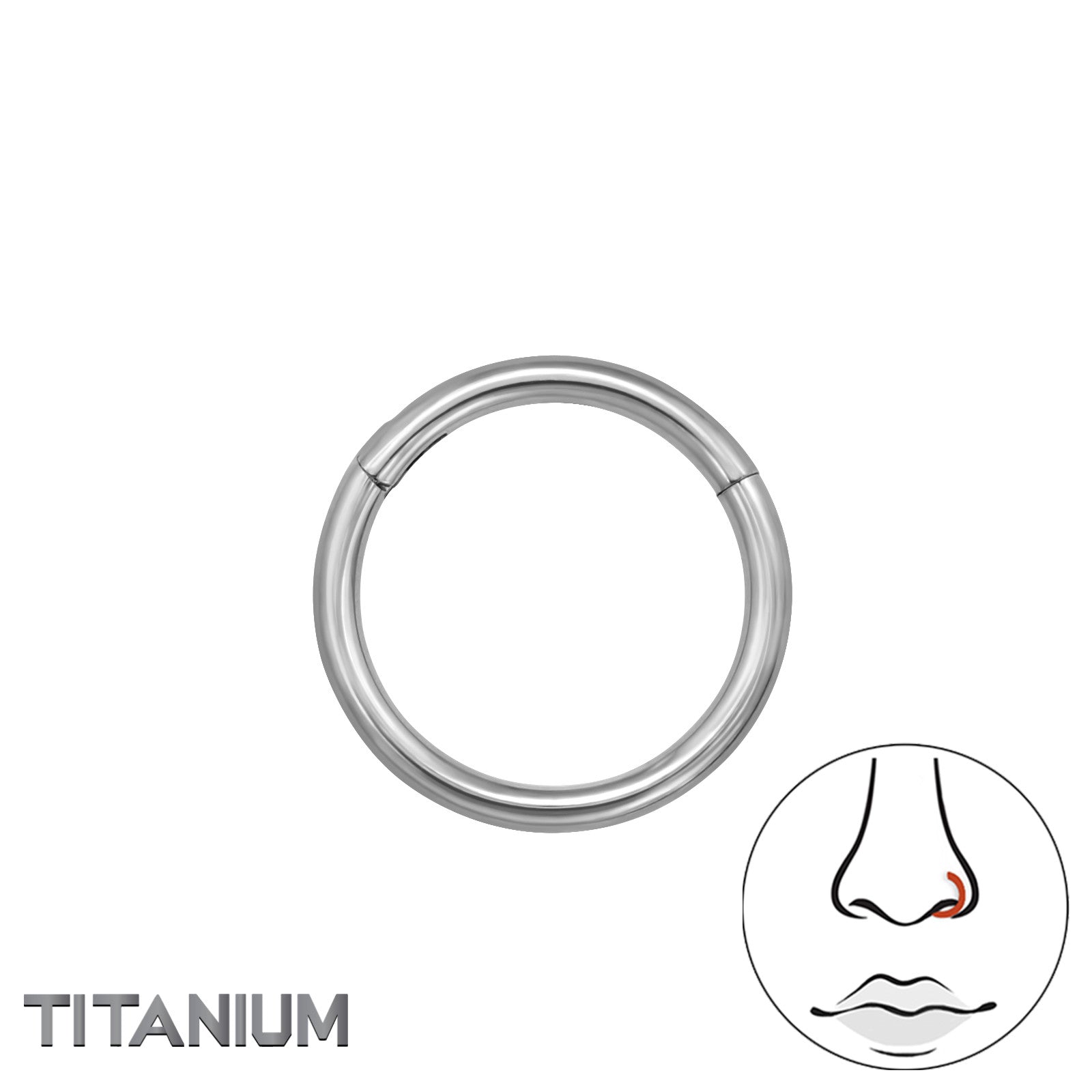 Melchior Jewellery titanium hinged segment ring for nose septum polished silver titanium hoop with secure hinge