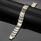 Melchior Jewellery two tone bracelet with gold edges and silver links on black background titanium magnetic bracelet pain relief