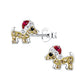Melchior Jewellery kids Christmas dog stud earrings with festive coloured stones on silver studs