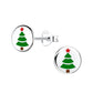 Melchior Jewellery kids Christmas tree stud earrings in silver with green tree and red star design