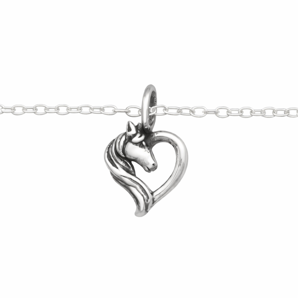 Melchior Jewellery kids horse charm bracelet with silver horse head heart charm on a delicate chain