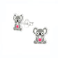 Melchior Jewellery kids koala bear stud earrings in silver with pink heart detail for children