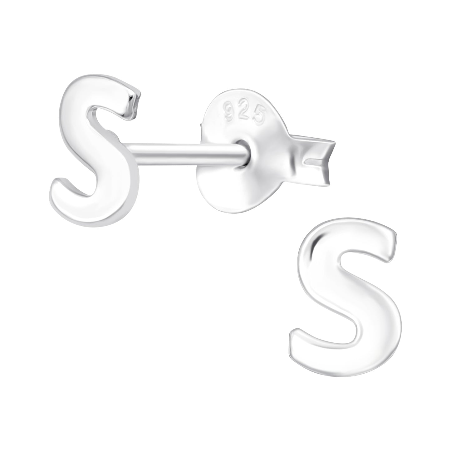Melchior Jewellery kids letter S stud earrings in sterling silver for children