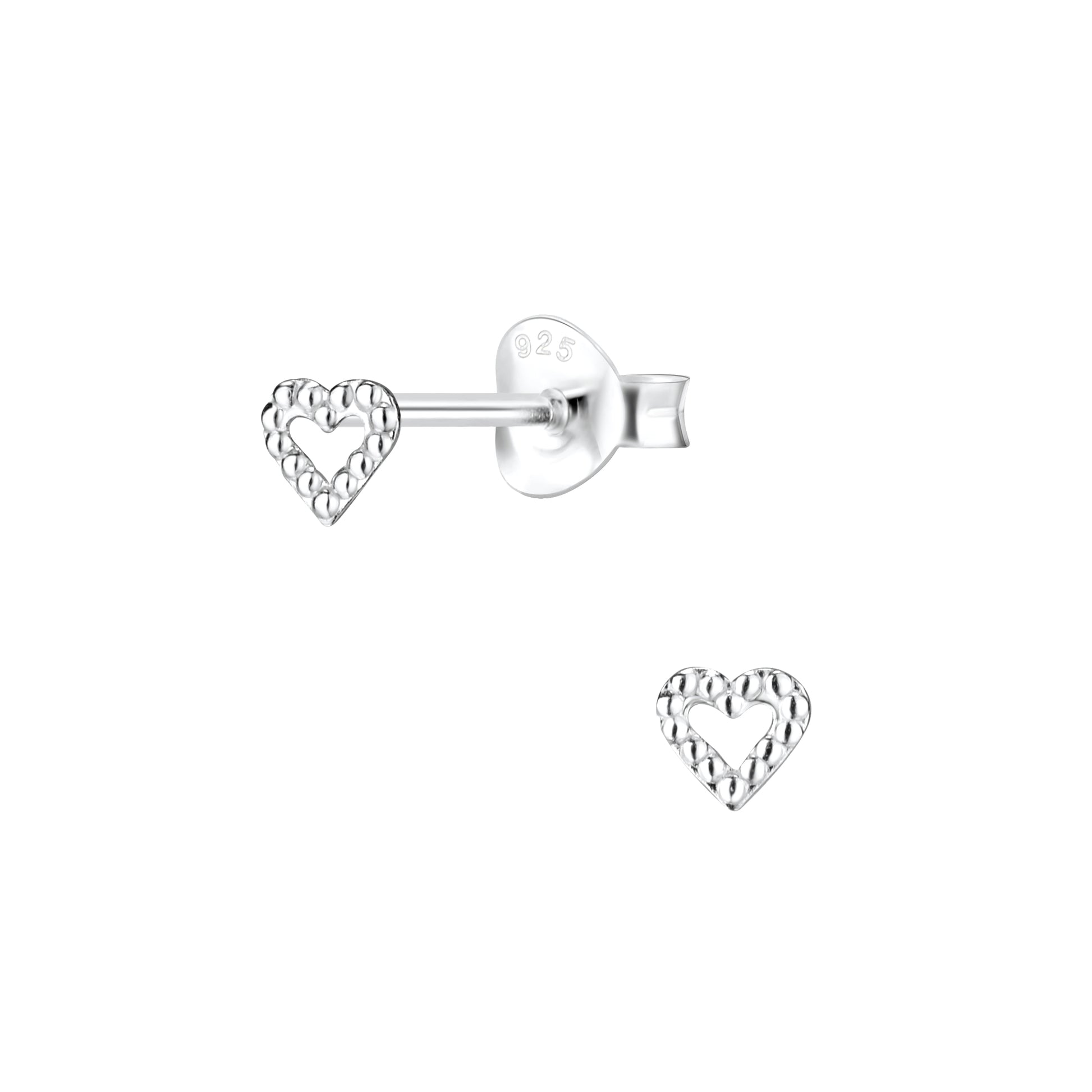 Melchior Jewellery kids open heart stud earrings in sterling silver for children