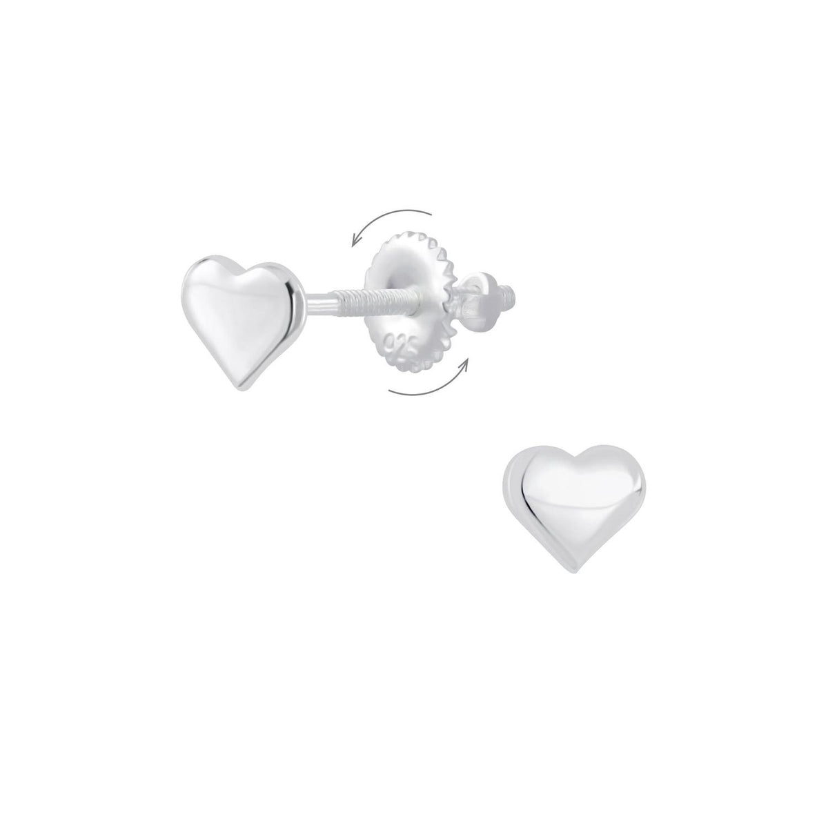 Sterling silver heart earrings for girls