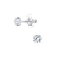 Melchior Jewellery kids screw back silver stud earrings with clear round stones for children