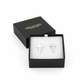Kids silver cross stud earrings by Melchior Jewellery in black gift box for children