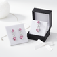 Melchior Jewellery kids silver heart drop earrings with pink gemstones displayed in gift box and on white card