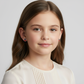 Melchior Jewellery kids silver ladybird screw back studs worn by young girl with brown hair