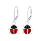 Melchior Jewellery kids sparkly ladybird leverback earrings in silver with red and black detailing
