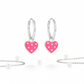 Melchior Jewellery kids spotted heart hoop earrings with pink hearts and white spots for children