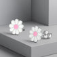 Melchior Jewellery kids sterling silver flower studs with white petals and pink centre for children