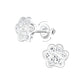 Melchior Jewellery kids sterling silver paw earrings with sparkling crystals for children