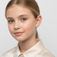 Melchior Jewellery kids white pearl stud earrings worn by a young girl with a cream satin blouse