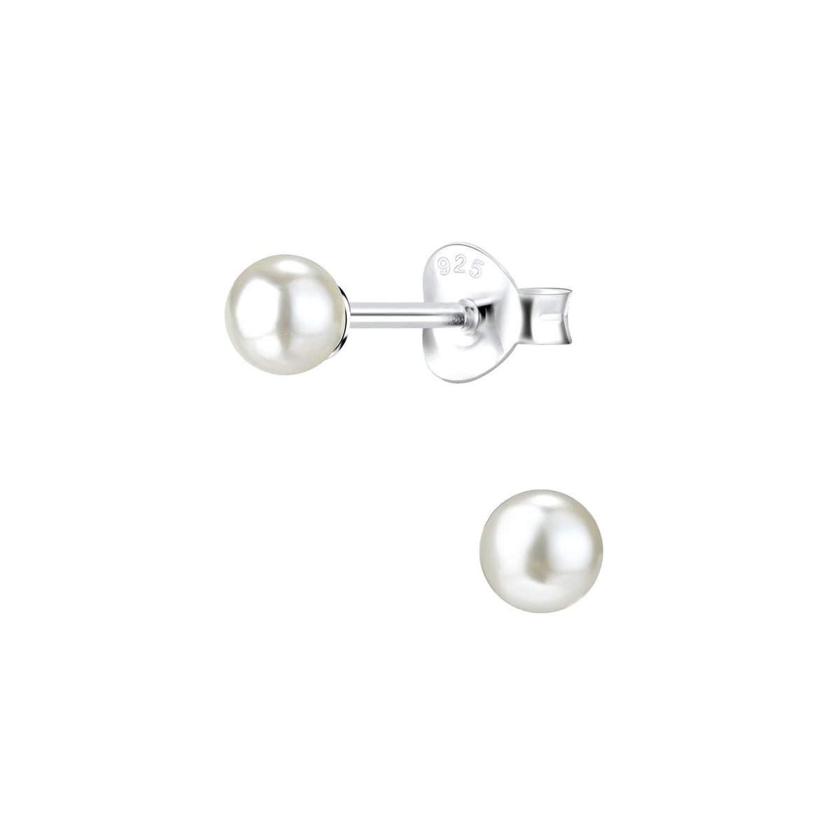 Kids sterling silver white pearl stud earrings