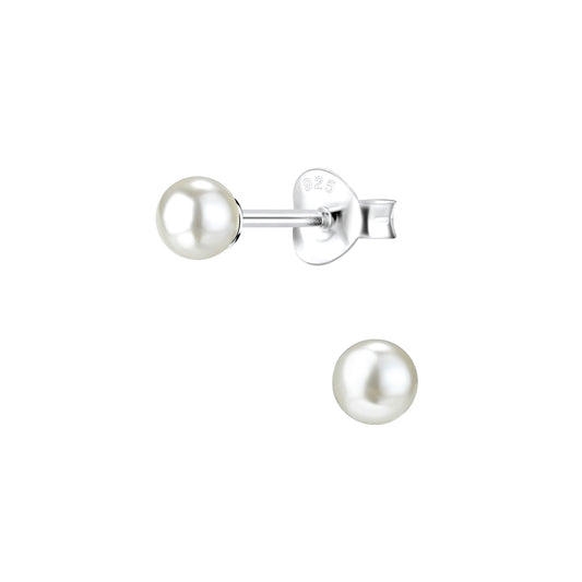 Melchior Jewellery kids white pearl stud earrings in sterling silver for children