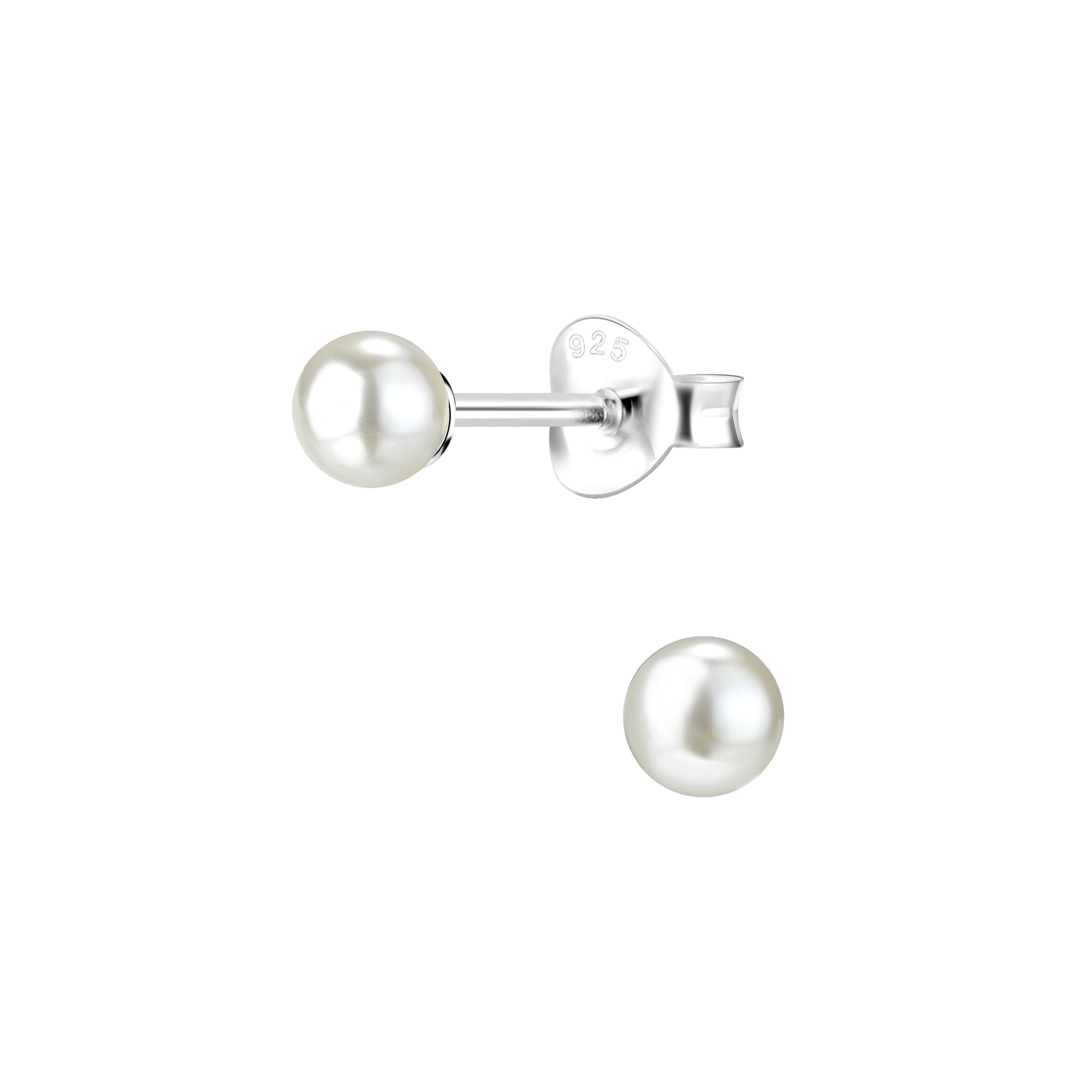 Melchior Jewellery kids white pearl stud earrings with sterling silver posts and secure backs