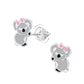 Melchior Jewellery koala earrings for girls with pink bows and silver finish children's earrings