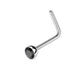 Melchior Jewellery L shaped nose ring with gemstone silver steel stud featuring a faceted black gem