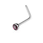 Melchior Jewellery silver L shaped nose ring with gemstone deep red bezel set stud for everyday wear