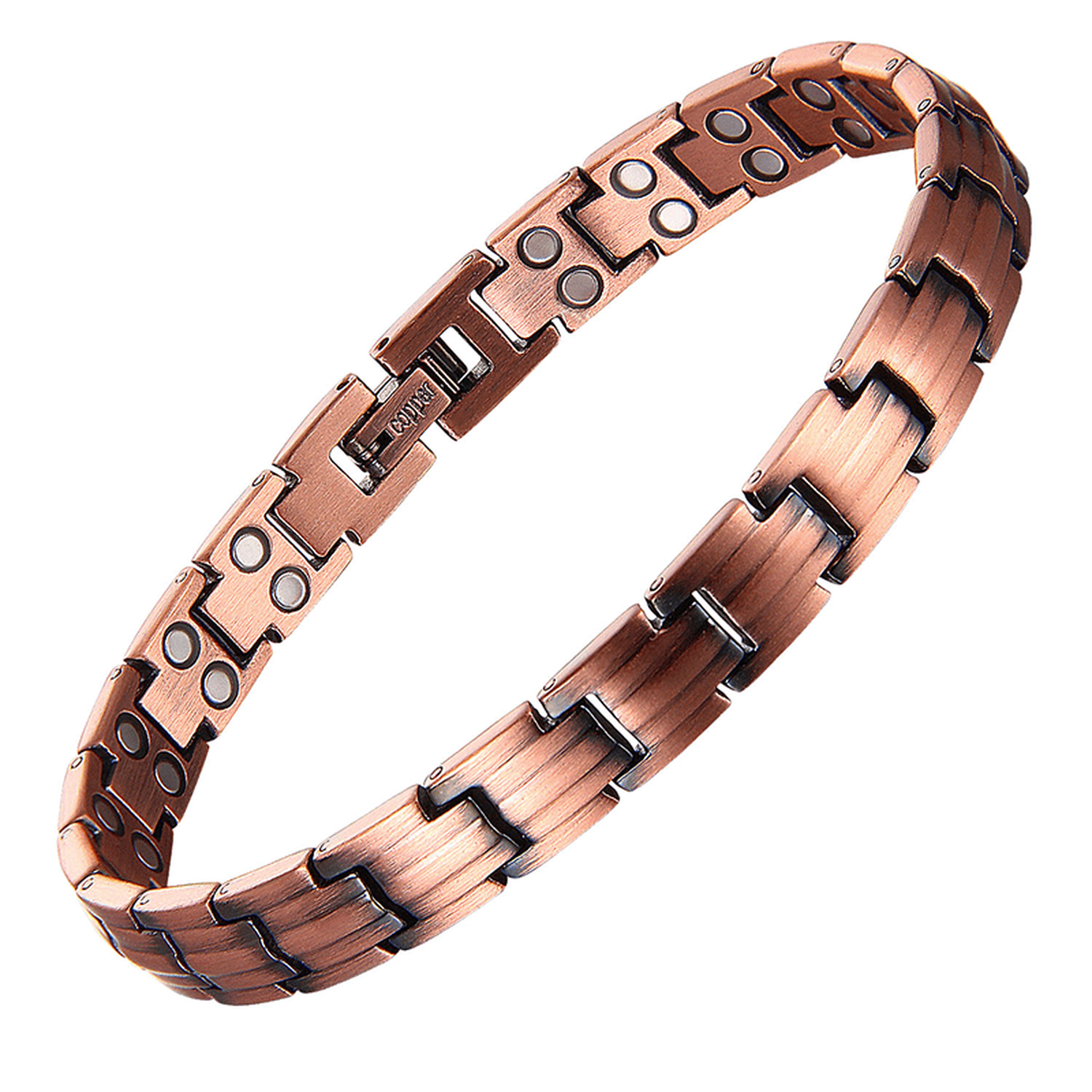 Melchior Jewellery ladies slim copper magnetic bracelet with linked design and magnetic elements