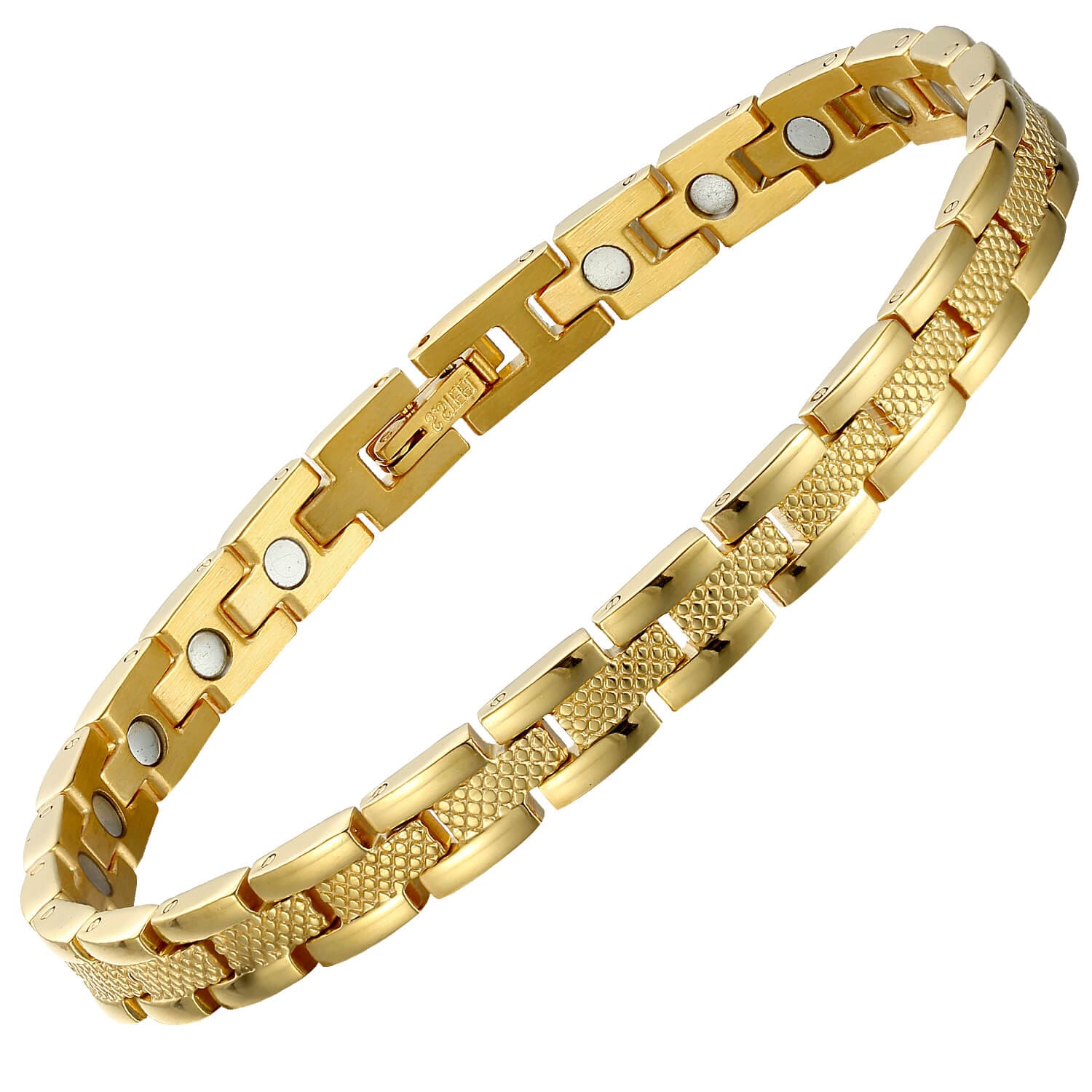 Gold Melchior Jewellery magnetic bracelet for arthritis pain relief with sleek linked design