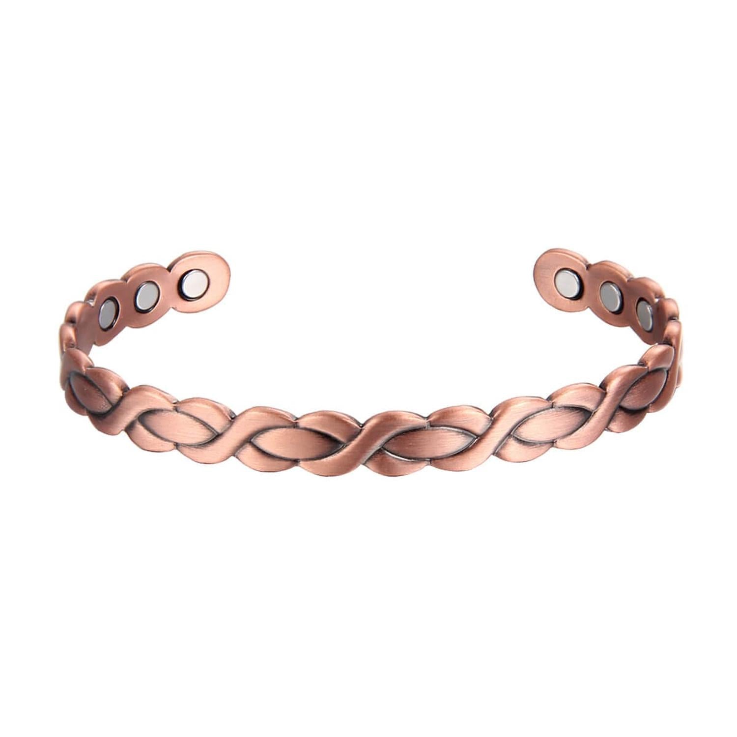 Melchior Jewellery magnetic copper therapy bangle braided open cuff with embedded magnets for pain relief
