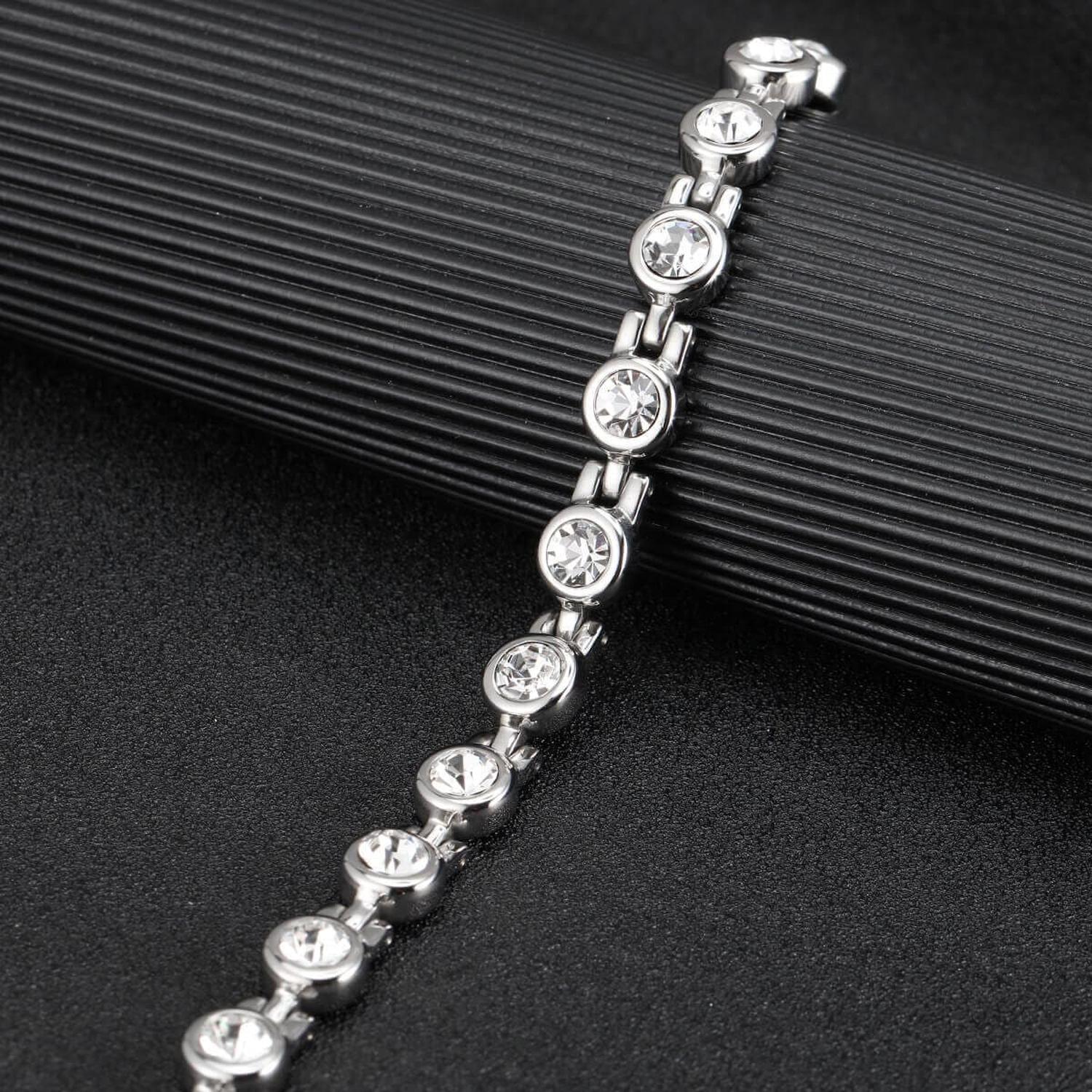 Ladies Magnetic Crystal Bracelet in Stainless Steel - Melchior Jewellery 