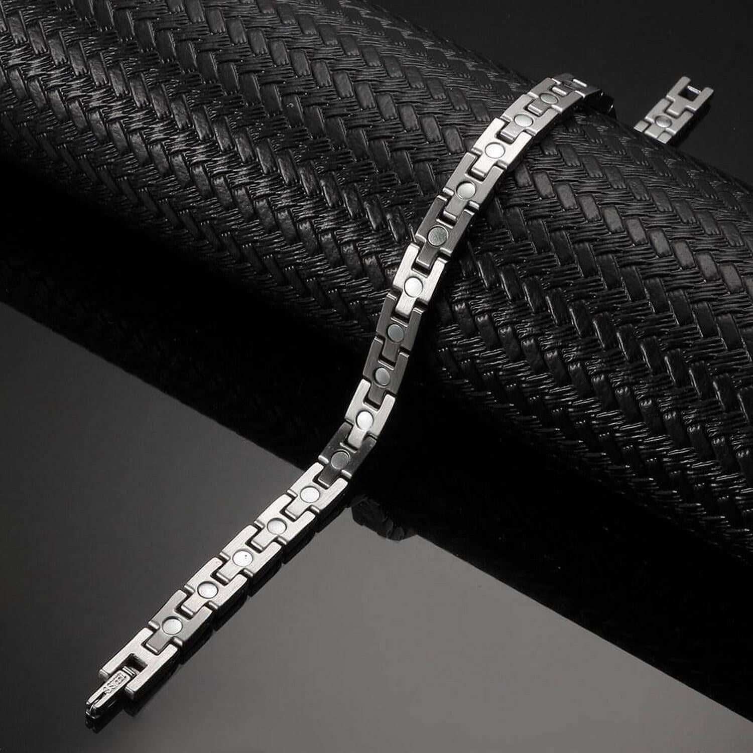 Melchior Jewellery stainless steel link magnetic health bracelet for woman with secure clasp