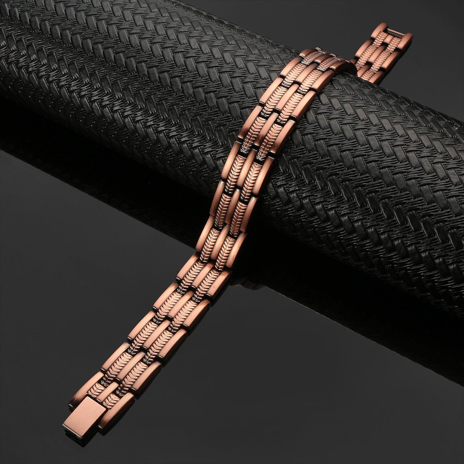 Melchior Jewellery men's copper magnetic bracelet in woven link design with magnetic clasp for everyday wear