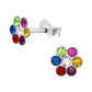 Melchior Jewellery multicoloured stud earrings for girls in flower shape with vibrant coloured stones