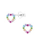 Melchior Jewellery open heart stud earrings kids with multicolour gemstones on sterling silver