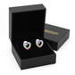 Melchior Jewellery open heart stud earrings kids with colourful gemstones in black gift box