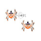 Orange spider stud earrings for kids by Melchior Jewellery featuring cute spiders wearing black witch hats