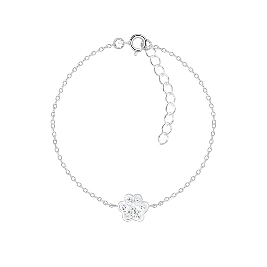 Silver paw print charm bracelet for children with adjustable chain from In Season Jewellery