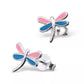 Melchior Jewellery pink and blue dragonfly stud earrings for kids in silver tone metal